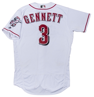 2018 Scooter Gennett Game Used Cincinnati Reds Home Jersey Photo Matched To 4 Games For 3 Home Runs (MLB Authenticated) 